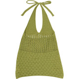 V Neck Hollow Out Knits Mini Dress GZJQ-W25D75568