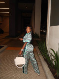 Fashion Print Short Sleeve Pants 2 Piece Set GFCF-1382