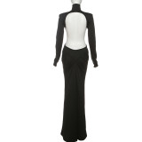 Sexy Backless Solid Color Maxi Dress XEF-K25D75286