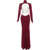 Sexy Backless Solid Color Maxi Dress XEF-K25D75286
