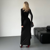 Long Sleeve Pleated Long Dress GZJQ-K25D77099