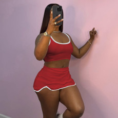 Solid Color Sling Sport Two Piece Skirts Set GSLF-K25S76705