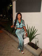 Fashion Print Short Sleeve Pants 2 Piece Set GFCF-1382
