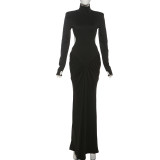 Sexy Backless Solid Color Maxi Dress XEF-K25D75286