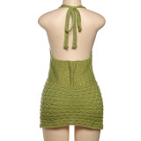 V Neck Hollow Out Knits Mini Dress GZJQ-W25D75568