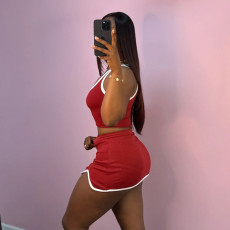 Solid Color Sling Sport Two Piece Skirts Set GSLF-K25S76705