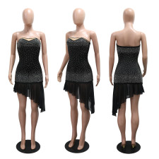 Hot Drill Mesh Tube Top Mini Dress CYA-901956