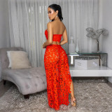 Lace Wrap Chest Tops Three Piece Skirts Set CYA-901950