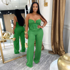 Solid Color Wrap Chest Jumpsuit CYA-901979