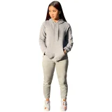Solid Color Long Sleeve Sport Pants Suit YIM-MC125