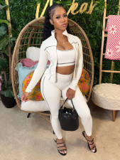 Fashion Vest Long Sleeve Zipper Coat Tight Pants 3 Piece Set CH-25038