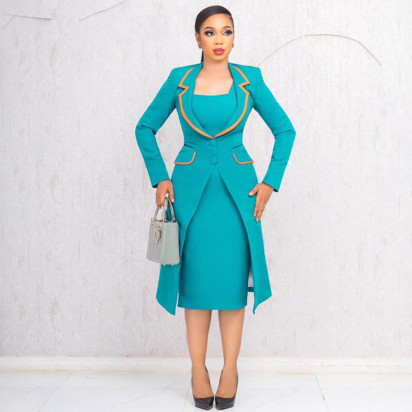 Plus Size Long Blazer Vest Dress Two Piece Set NY-3718