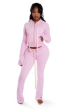 Long Sleeve Zipper Hooded Cardigan Two-Piece Pants Set YD-8827