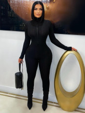 Solid Color Long Sleeve Zipper Sport Jumpsuit SFY-774