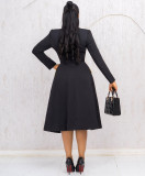 Plus Size Long Blazer Vest Dress Two Piece Set NY-3718