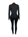 Fashion Vest Long Sleeve Zipper Coat Tight Pants 3 Piece Set CH-25038