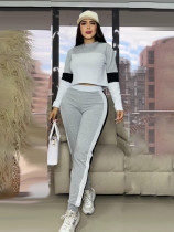 Contrast Color Patchwork Sport Pants Suit SFY-776