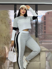 Contrast Color Patchwork Sport Pants Suit SFY-776
