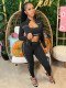 Fashion Vest Long Sleeve Zipper Coat Tight Pants 3 Piece Set CH-25038