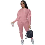 Solid Color Long Sleeve Sport Pants Suit YIM-MC125