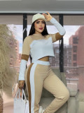 Contrast Color Patchwork Sport Pants Suit SFY-776