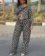 Casual Plaid Print Long Sleeve Pans Denim Suit TR-1339