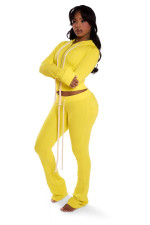 Long Sleeve Zipper Hooded Cardigan Two-Piece Pants Set YD-8827