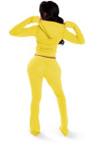 Long Sleeve Zipper Hooded Cardigan Two-Piece Pants Set YD-8827