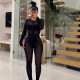 Casual Mesh Zipper Two Piece Pants Set SH-391418