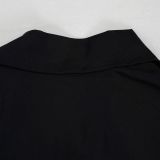 Plus Size Lapel Solid Color Pleated Two Piece Pants Set NY-11101