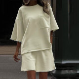 Solid Color Shorts Sleeve Shorts 2 Piece Set SSNF-250519
