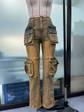 Patchwork Multi-pockets Casual Jeans GDMY-FZ14752