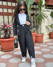 Kids Girls Stripe Blazer Two Piece Pants Set GYAY-8134