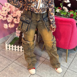 Patchwork Multi-pockets Casual Jeans GDMY-FZ14752