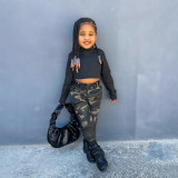 Kid Girl Long Sleeve T Shirts Print Pants Suit GYMF-YM164