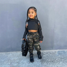 Kid Girl Long Sleeve T Shirts Print Pants Suit GYMF-YM164