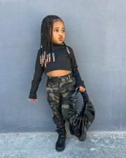 Kid Girl Long Sleeve T Shirts Print Pants Suit GYMF-YM164