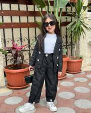 Kids Girls Stripe Blazer Two Piece Pants Set GYAY-8134