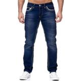 Men's  Plus Size Slim Washed Solid Jeans XCFF-8878