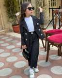 Kids Girls Stripe Blazer Two Piece Pants Set GYAY-8134