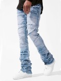 Men's Zipper Washed Straight Jeans XCFF-83102