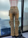 Patchwork Multi-pockets Casual Jeans GDMY-FZ14752
