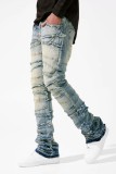 Men's Zipper Washed Straight Jeans XCFF-83102