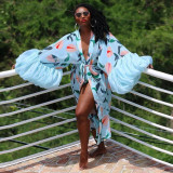 Beach Print Sun Protection Cover-Up Jacket YF-10889