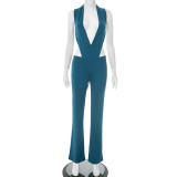 Deep V Neck Sleeveless Bodysuit Pants Suit MXBF-D25ST257