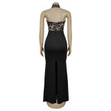 Lace Sleeveless Split Maxi Dress BY-7488