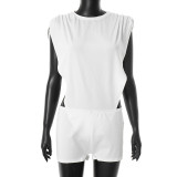 Solid Color Sleeveless Bodysuit Short Suit MXBF-J25ST135