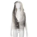 Deep V Neck Fur Collar Hooded Tops MXBF-Y25TP242