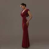 Solid Color Pleated Sleeveless Maxi Dress XEF-K25D78720