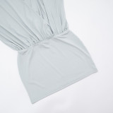Solid Color Loose Deep V Neck Mini Dress GSZM-D25DS345
